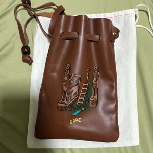 Bode x The Met museum Brown Leather Drawstring Bag